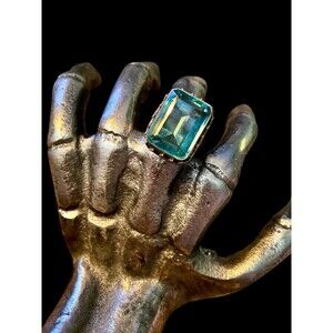 Handmade Sterling Ottoman style Aquamarine ring 8